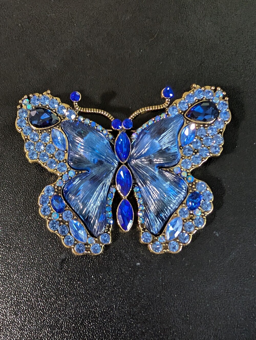 Blue Crystal Butterfly Brooch